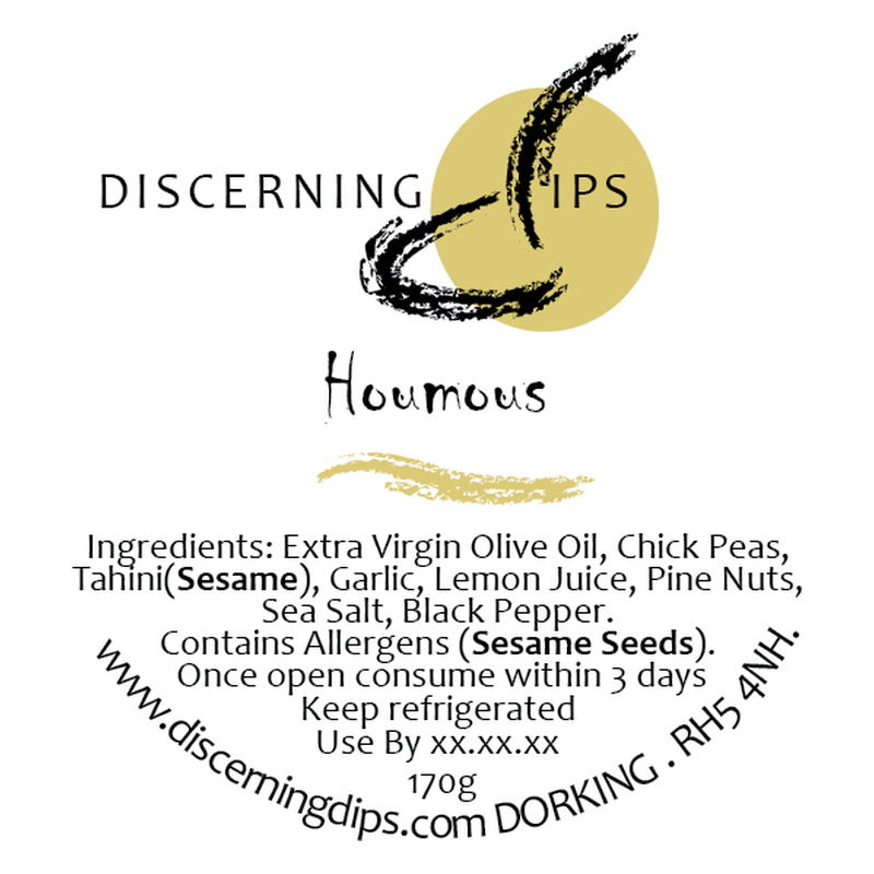 Houmous product label