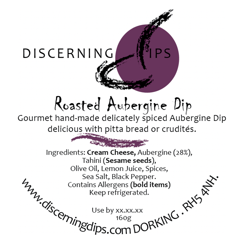 Roasted Aubergine Dip product label